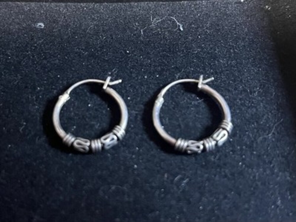 Sterling Silver Bali Style  Hoop Earrings